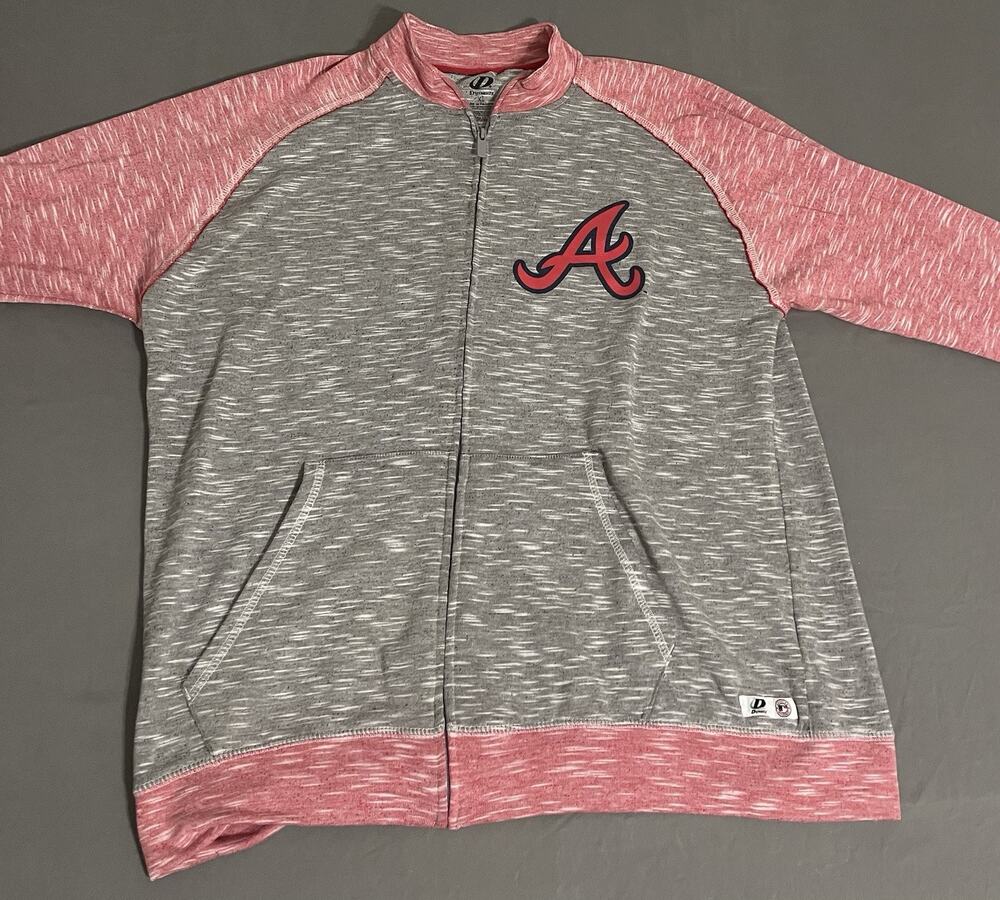 Atlanta Braves Dynasty Authentic Full Zip Jacket XL Gray Pink Red Excellent